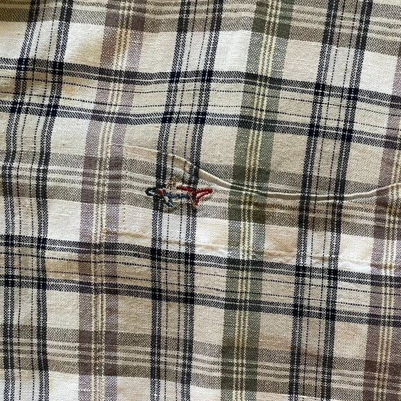 Greg Norman Plaid Linen Short Sleeve Button Down Shirt Men’s Size L - Picture 4 of 7